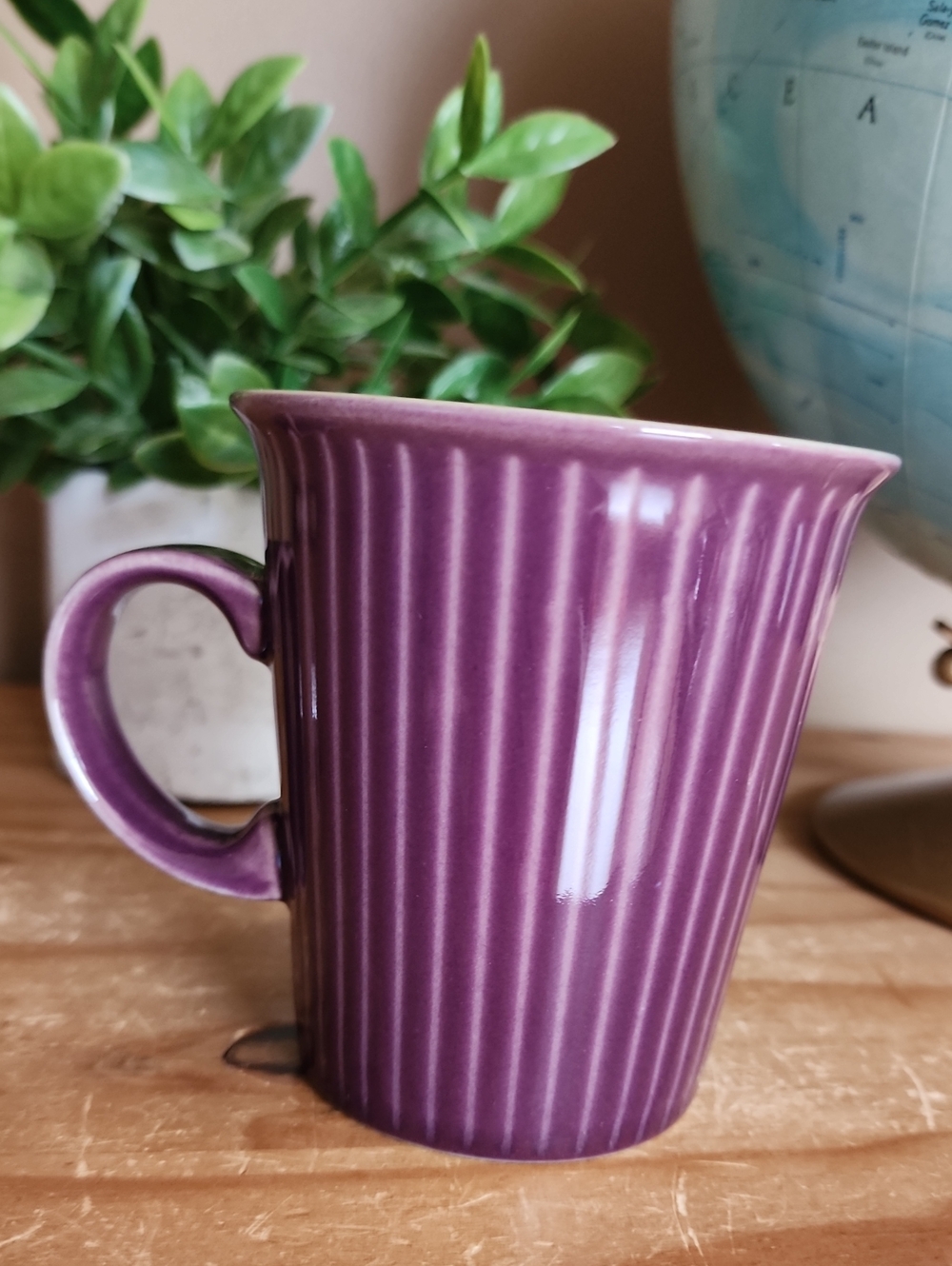 Purple Ribbed Ceramic Mug - Home Dining - Picture 4 of 11